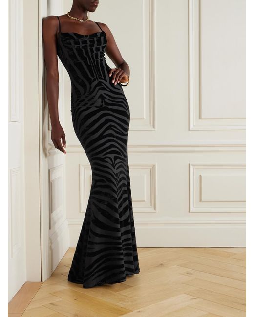 Balmain Black Devoré-Velvet Gown