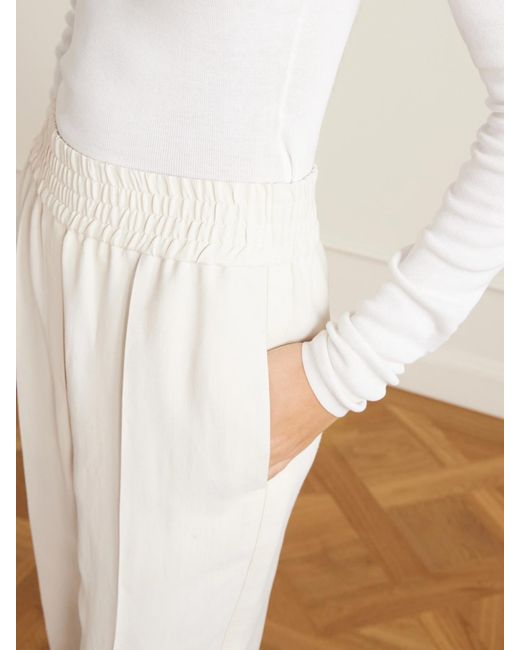Brunello Cucinelli White Cropped Woven Tapered Pants