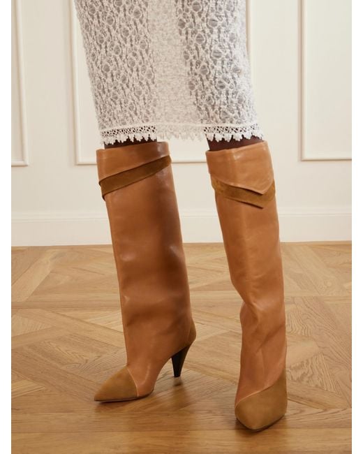 Isabel Marant Brown Lezra Leather-Trimmed Suede Ankle Boots