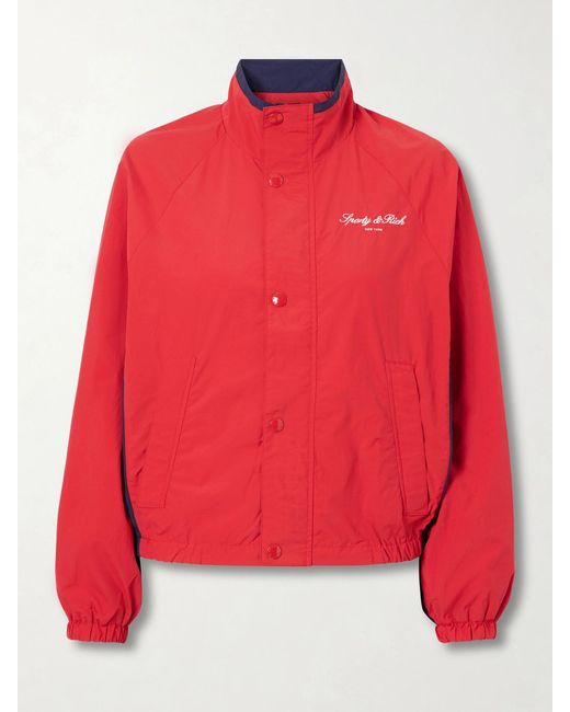 Sporty & Rich Logo-Embroidered Shell Jacket