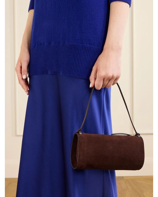 Neous Brown Gemini Leather-Trimmed Suede Shoulder Bag