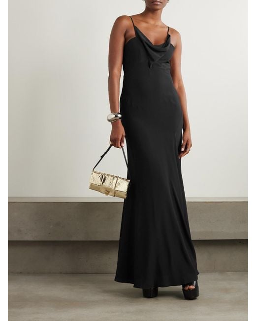 Isabel Marant Black Kapri Draped Open-Back Crepe Maxi Dress