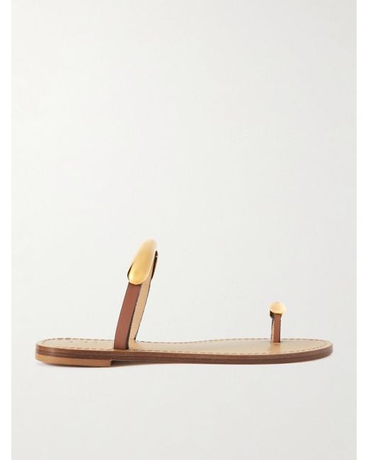 Amanu White Samburu Embellished Leather Sandals