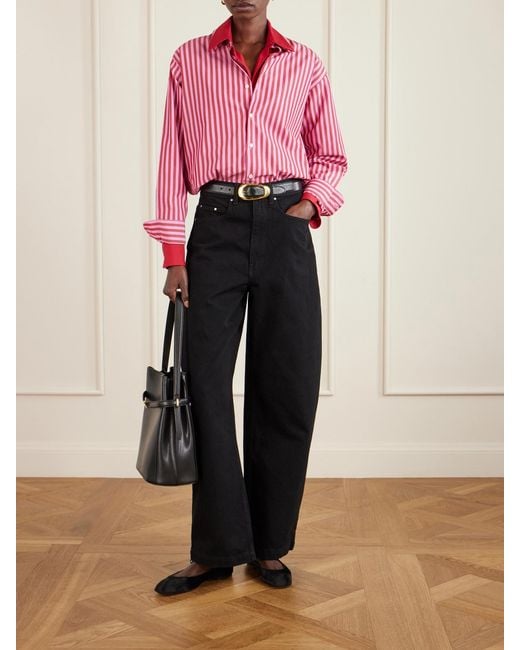 Comme Si Pink La Shirt Classica Striped Cotton-Poplin Shirt