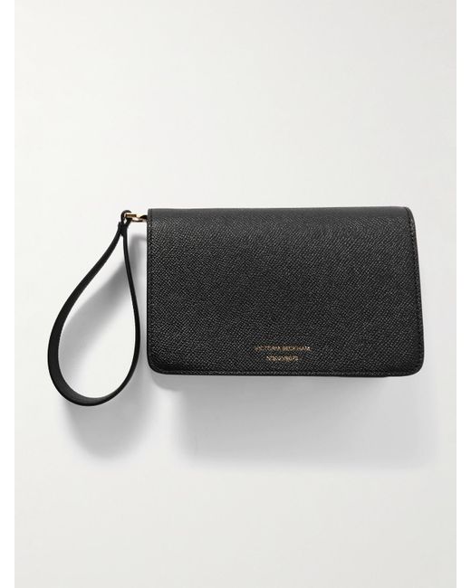 Victoria Beckham Black B-Buckle Clutch Aus Strukturiertem Leder