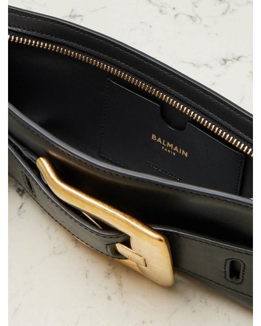 Balmain Black Anthem Schultertasche Aus Leder Mit Schnalle
