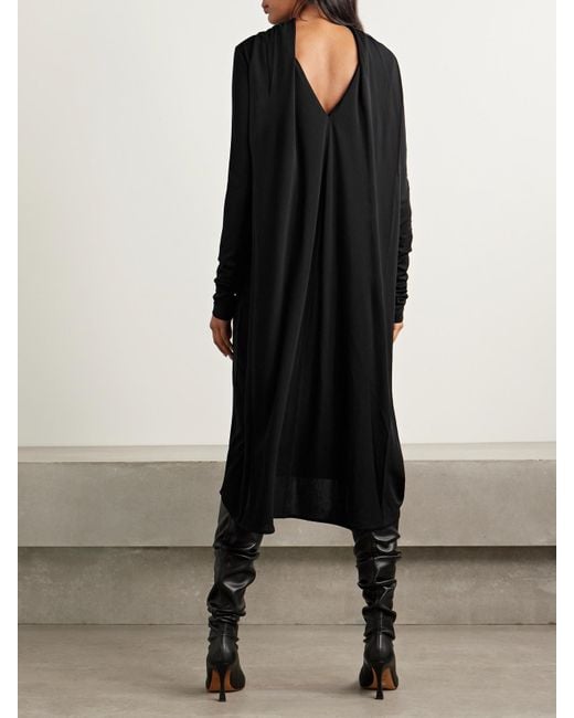 Totême Black Cape-Effect Jersey Midi Dress