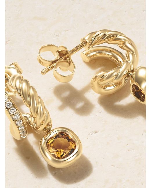 David Yurman Natural Dy Mercer 18-Karat, Diamond And Citrine Earrings