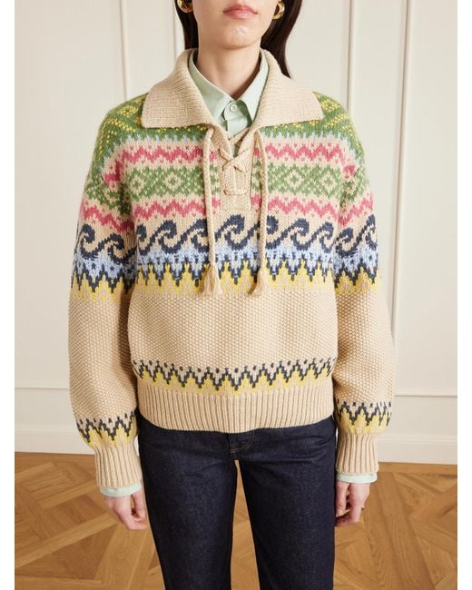 Polo Ralph Lauren Metallic Jacquard-Knit Cotton-Blend Polo Sweater