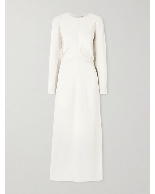 Totême White Garderob Gathered Crepe Maxi Dress
