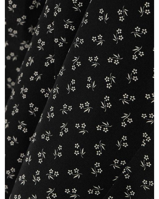 Alessandra Rich Black Minikleid Aus Crêpe De Chine Aus Seide Mit Blumenprint, Volant Sowie Besätzen Aus Samt Und Tüll