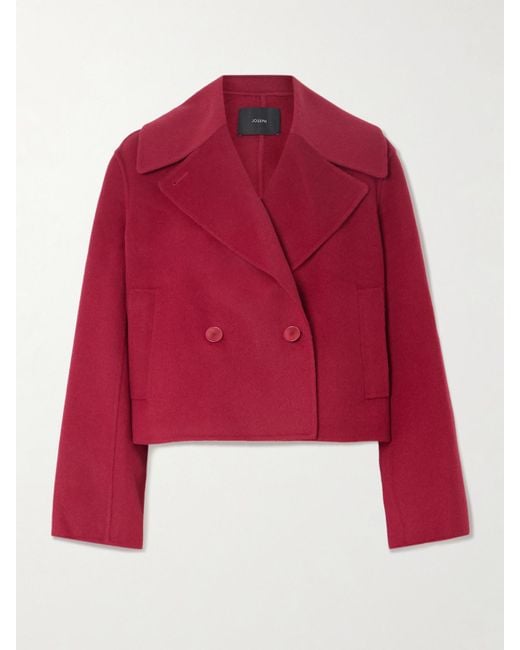 Veste Raccourcie À Double Boutonnage En Laine Et Cachemire Mélangés Delano Joseph en coloris Red