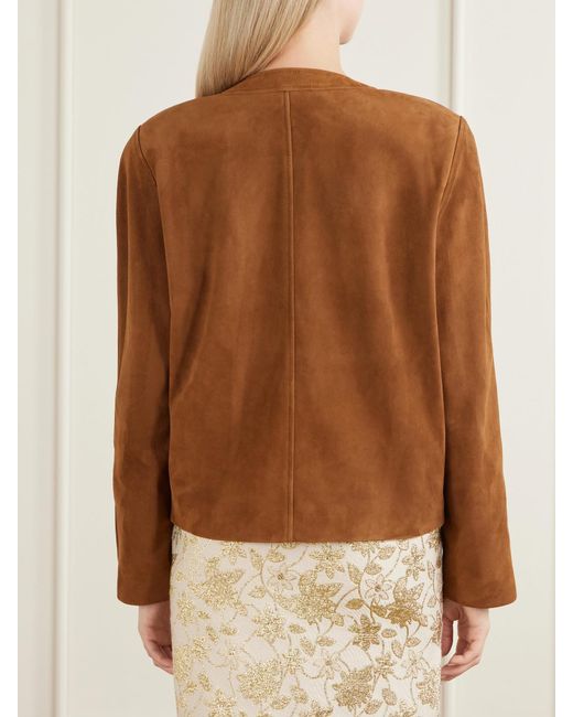 Saint Laurent Brown Paneled Suede Jacket