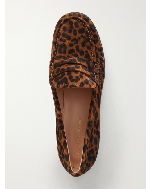 Gianvito Rossi Brown George Nuit Leopard-Print Suede Loafers