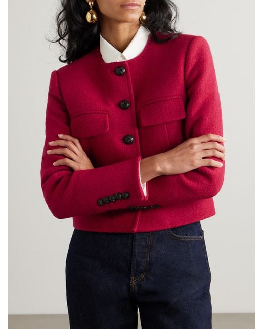 Veronica Beard Red Leslie Wool-Bouclé Jacket