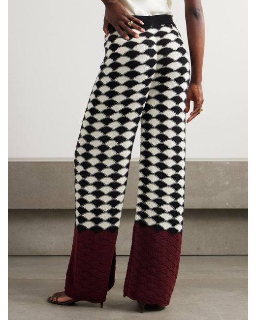 LaDoubleJ Red Wool-Jacquard Wide-Leg Pants