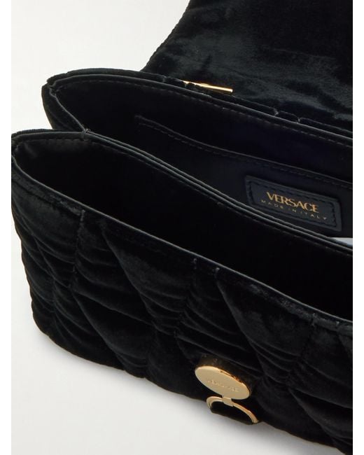 Versace Black Kleio Mini Schultertasche Aus Gestepptem Samt