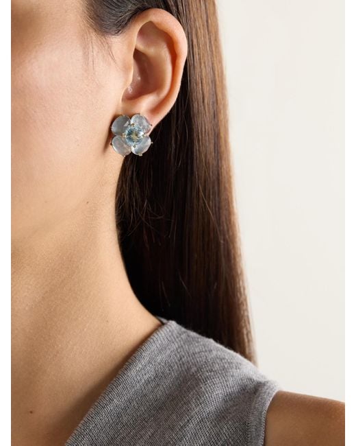 Irene Neuwirth Metallic Classic 18-Karat Aquamarine Earrings