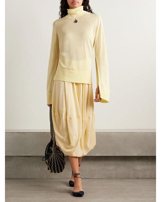 Lemaire Natural Balloon Organic Silk Crepe De Chine Midi Skirt