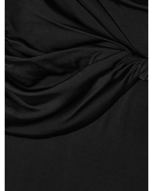 TOVE Black Cate Strapless Twist-Front Stretch-Jersey Midi Dress