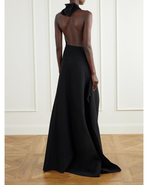 Maticevski Black Allude Halterneck Draped Crepe Gown