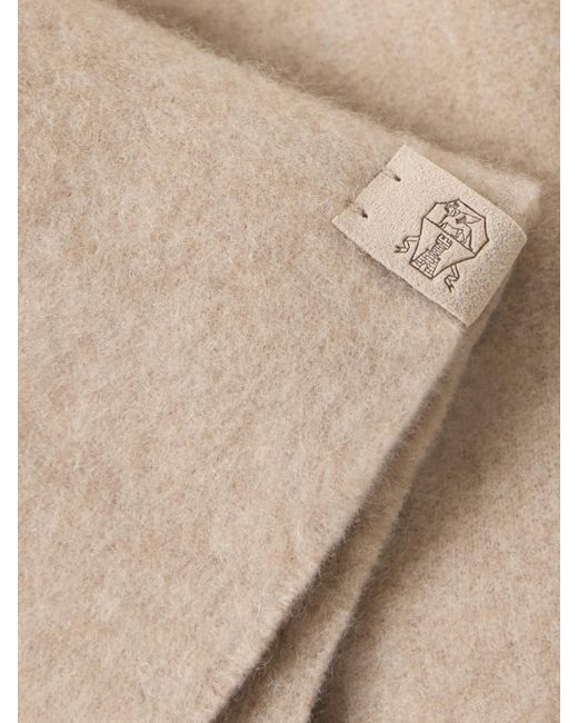Brunello Cucinelli Natural Fringed Wool And Cashmere-Blend Poncho