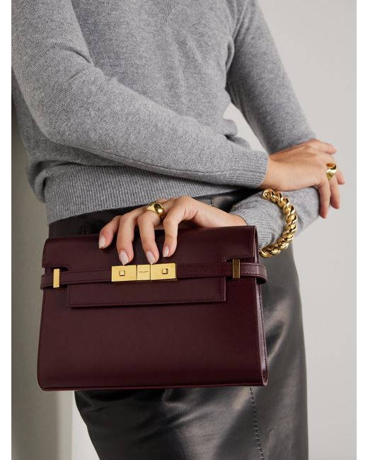 Saint Laurent Purple Manhattan Kleine Schultertasche Aus Leder