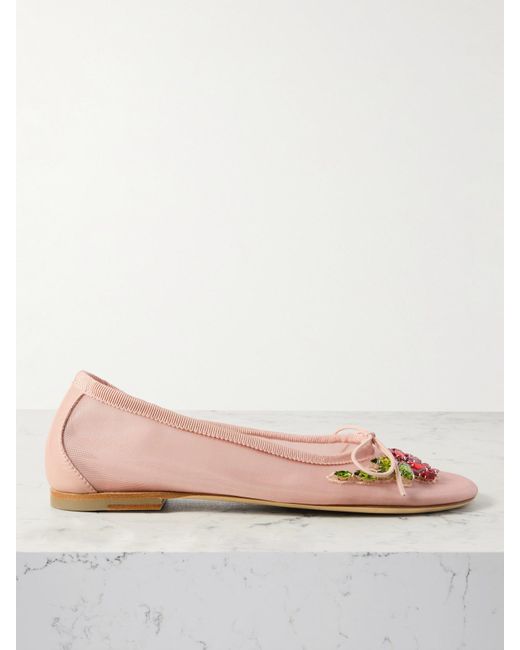 Simone Rocha Pink Ballerinas Aus Mesh Mit Kristallen