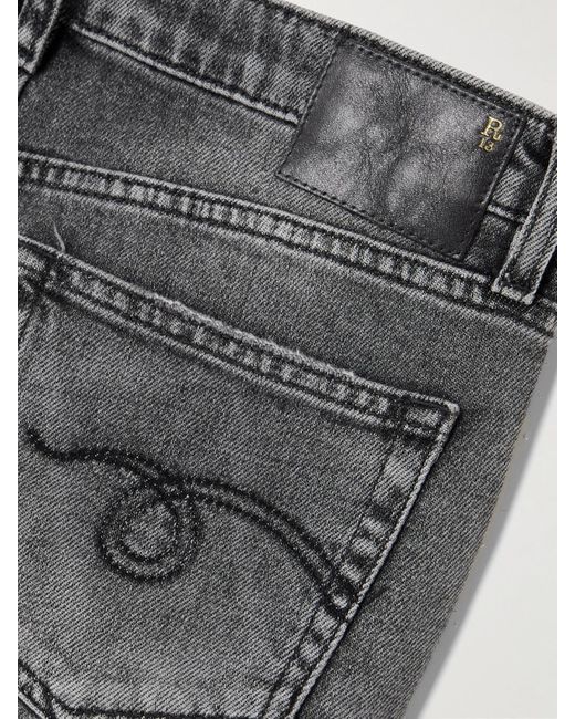R13 Gray Boy Cropped Distressed Low-Rise Slim-Leg Jeans