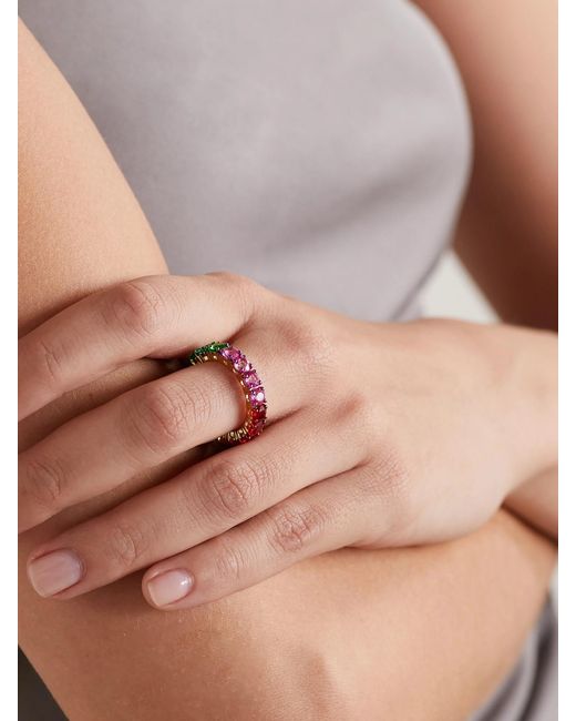 Yvonne Léon Pink Alliance Rivière 9-Karat, Citrine And Crystal Ring