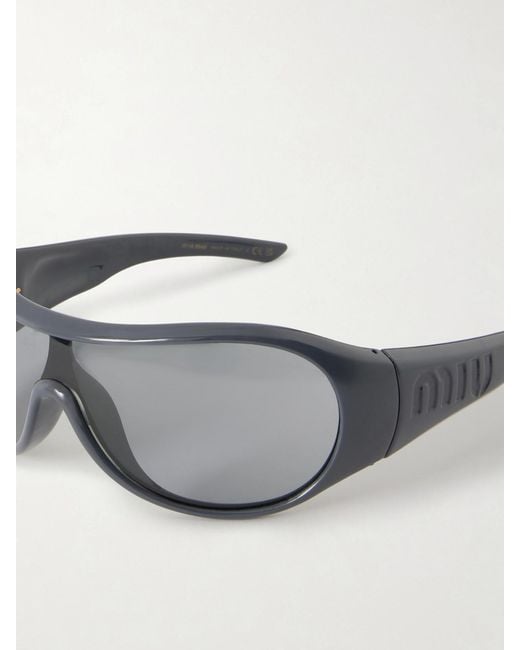Miu Miu Gray Rounded-Frame Acetate Sunglasses