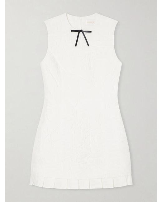 ShuShu/Tong White Bow-Detailed Cotton Mini Dress