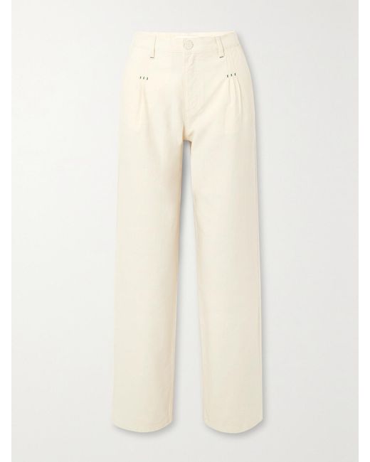 See By Chloé Natural Embroidered High-Rise Tapered Jeans