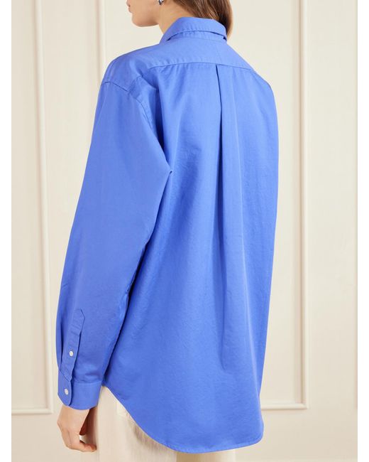 Aimé Leon Dore Blue Logo-Embroidered Cotton-Poplin Oversized Shirt
