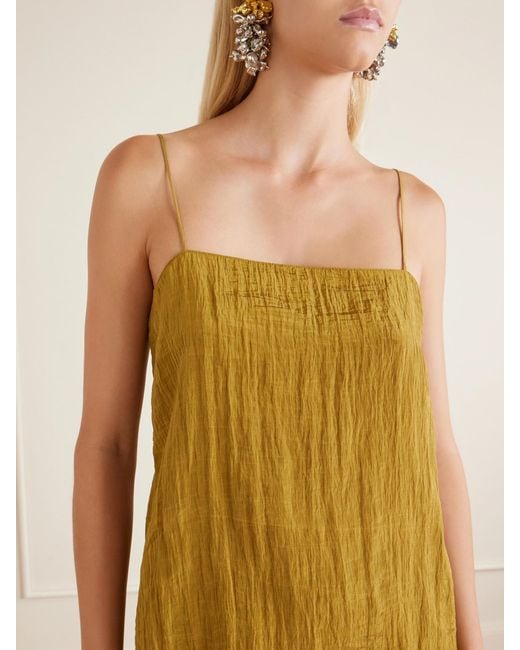 Tibi Yellow Crinkle Charmeuse Tank