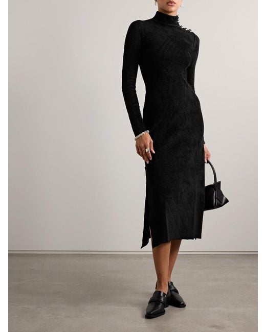 Proenza Schouler Black Pointelle-Knit Chenille Midi Dress