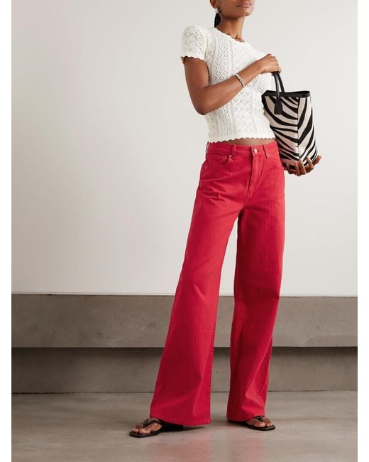 La Ligne Red Isadora High-Rise Wide-Leg Jeans