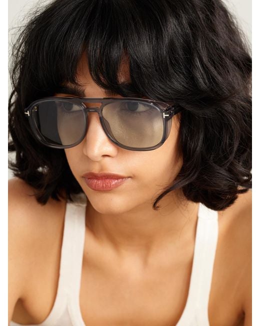 Tom Ford Natural Rosco Aviator-Style Acetate Sunglasses