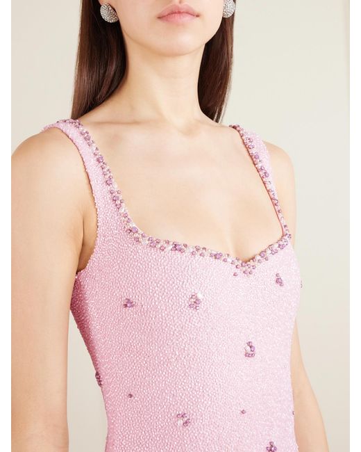 Clio Peppiatt Pink Sophia Embellished Stretch-Mesh Gown