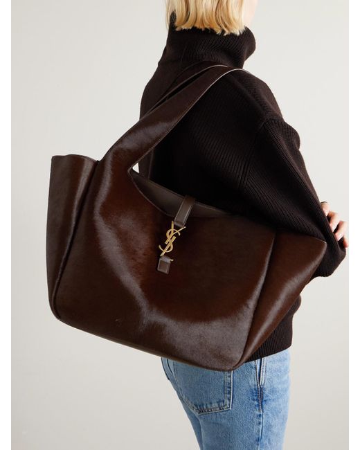 Saint Laurent Brown Le 5 À 7 Bea Pony Hair Tote