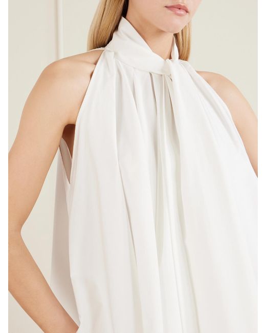 Givenchy White Tie-Detailed Pleated Cotton Mini Dress