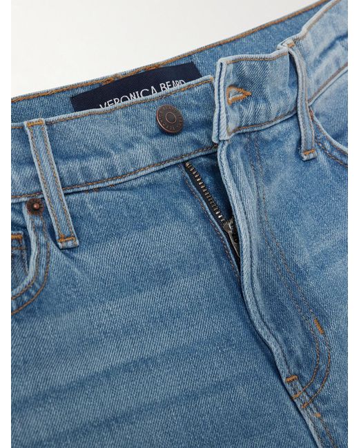 Veronica Beard Blue Leah Mid-Rise Straight-Leg Jeans