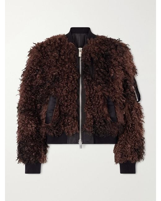 Sacai Brown Plush Bomber Jacket