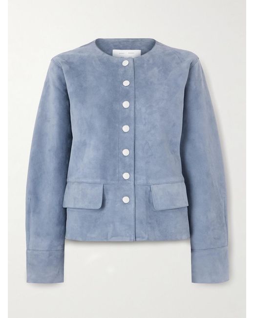 Proenza Schouler Blue Robin Paneled Suede Jacket
