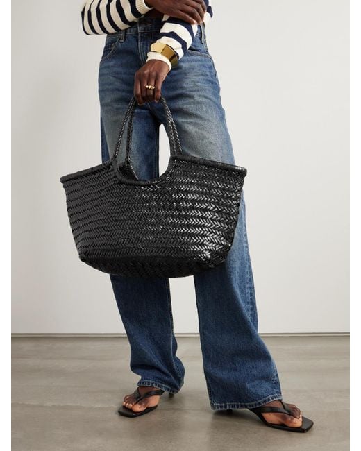 Dragon Diffusion Black Nantucket Large Woven Leather Tote