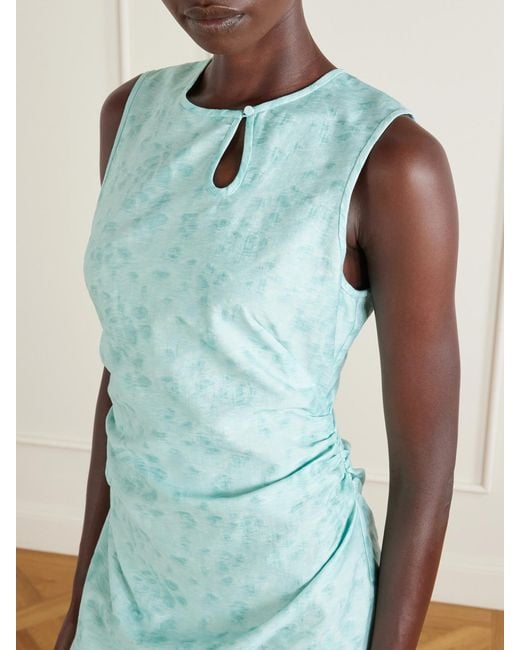 Christopher Esber Blue Light Leak Ruched Jacquard Mini Dress