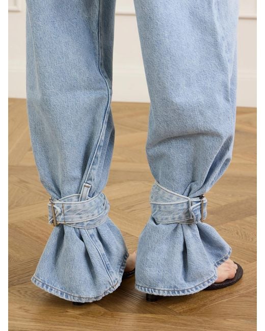 Agolde Blue Belted Straight-Leg Jeans