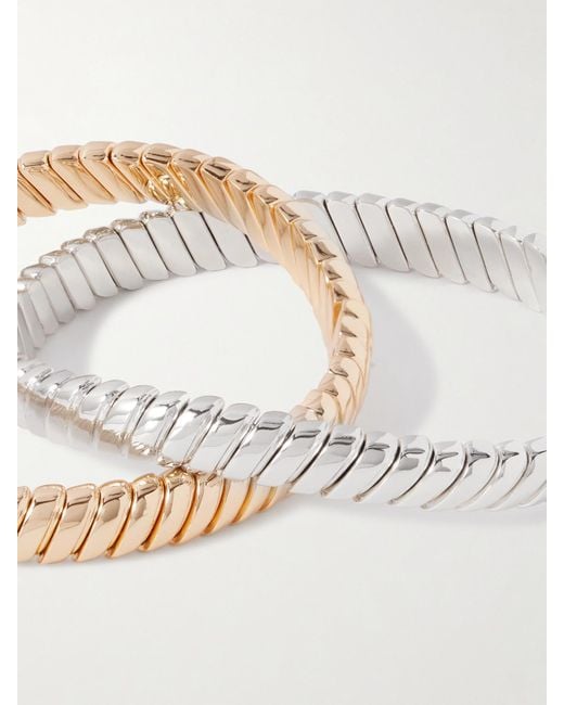 Roxanne Assoulin Natural The Double Cobra Set Aus Zwei Silber- Sowie Goldfarbenen Armbändern