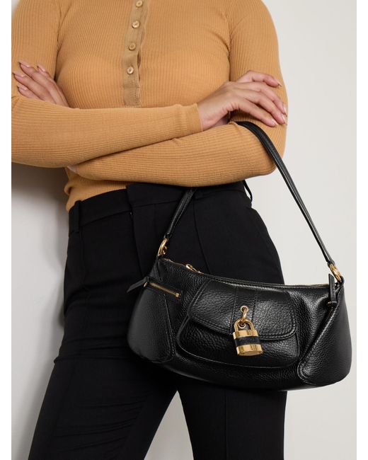 Chloé Black The 99 Schultertasche Aus Strukturiertem Leder Mit Verzierung