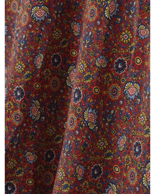 Doen Red Beatriz Ruffled Printed Silk Crepe De Chine Midi Dress